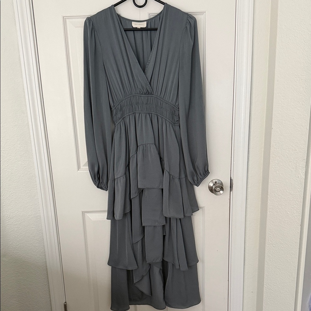 MELLODAY Long Sleeve Gray Dress